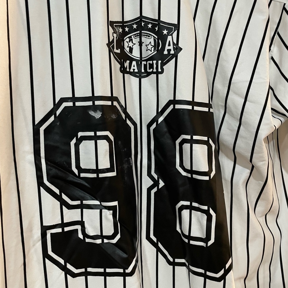 Black and White Striped V-Neck Jersey - Picture 2 of 3